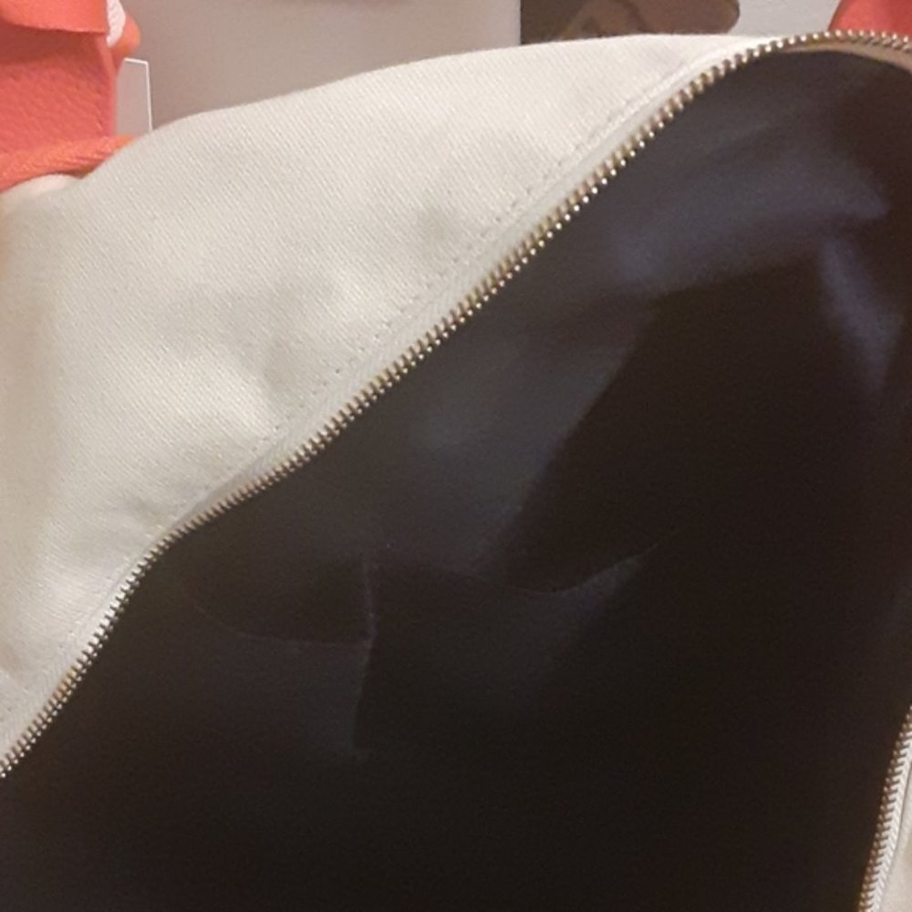 Canvas Tote Extra Large Bag Beach Natural / Coral - Picture 7 of 10